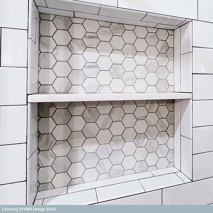 Asian Statuary 2" Hexagon Polished Marble Mosaic Tile