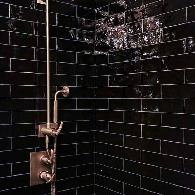 Lancaster Noir Black 3x12 Polished Ceramic Wall Tile