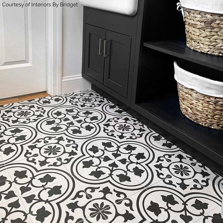 Cascais White Ornate 9x9 Matte Porcelain Tile