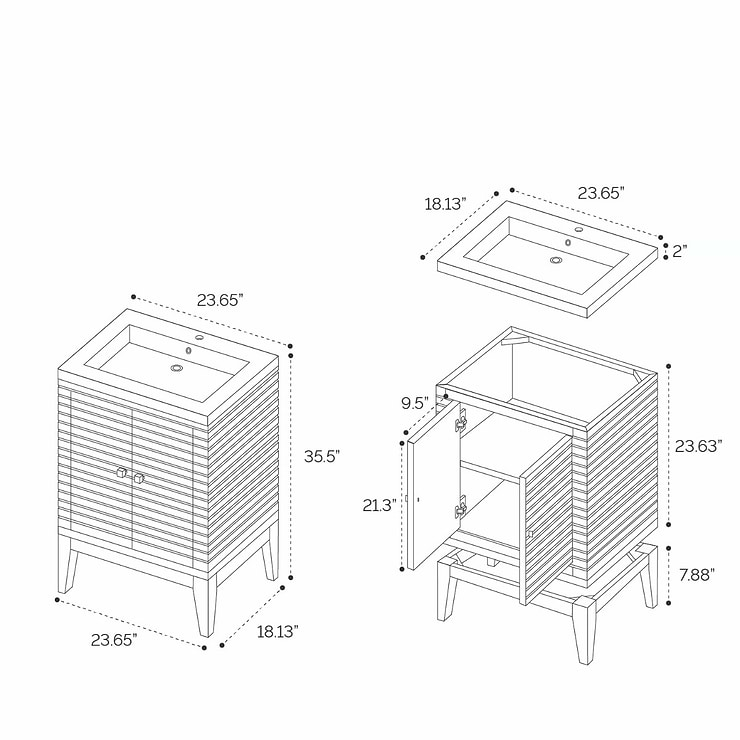 James Martin Vanities Linden 24" Glossy White Vanity And Counter