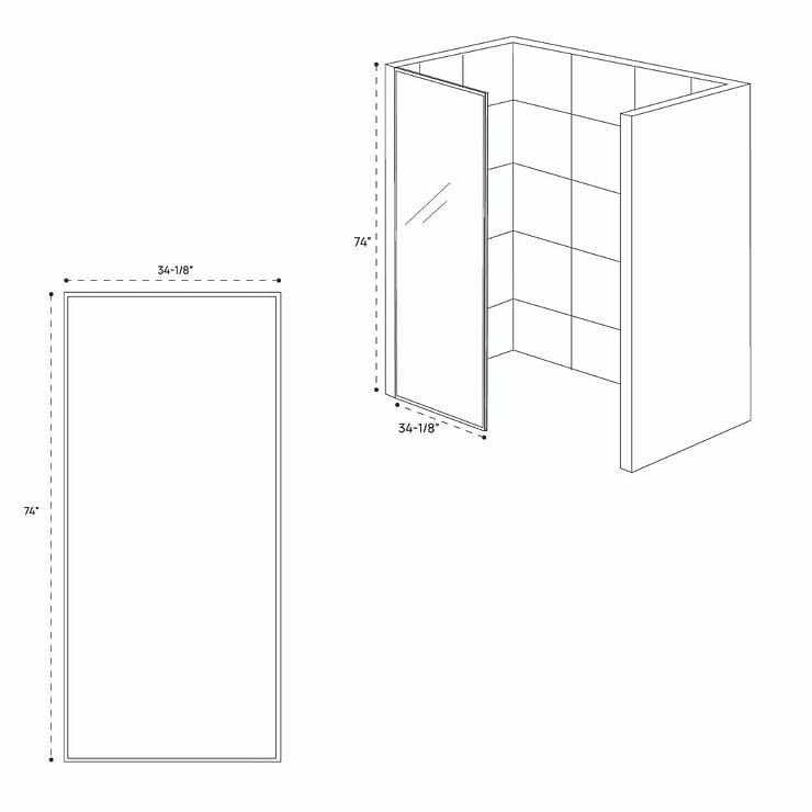 Finestra 34x74" Reversible Fixed Shower Door with Clear Glass in Stainless Steel