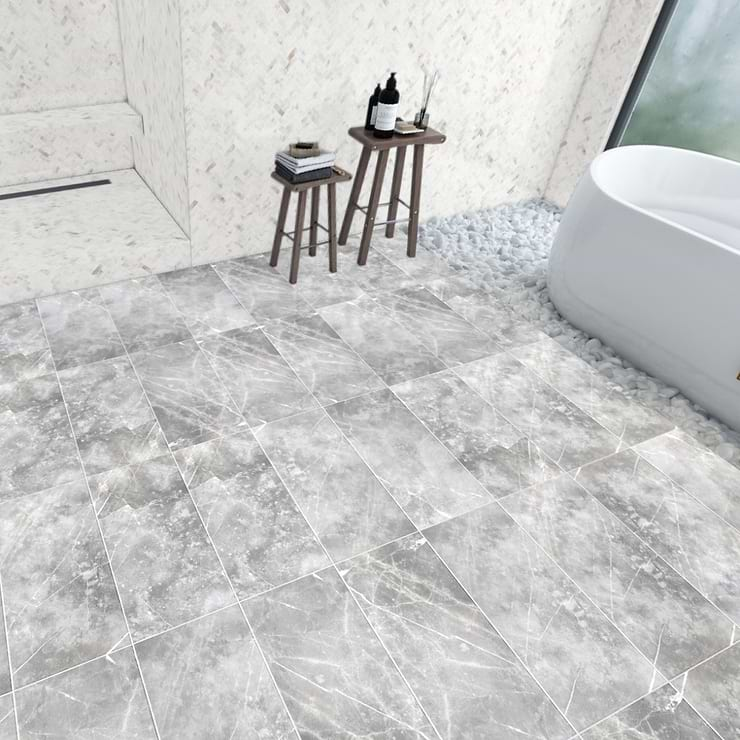 Marble Tech Grigio Imperiale 12x24 Polished Porcelain Tile