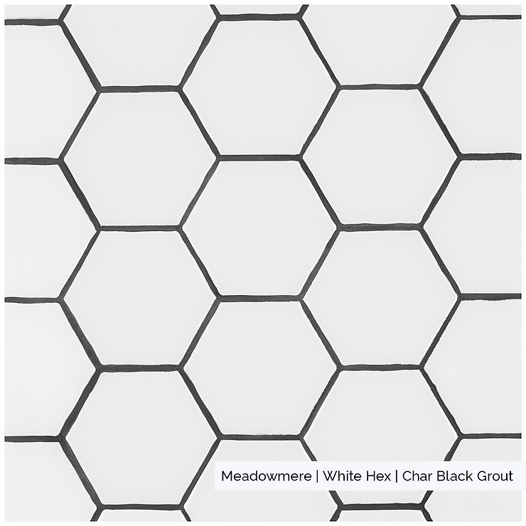 Meadowmere Cement White 3" Hexagon Matte Ceramic Tile