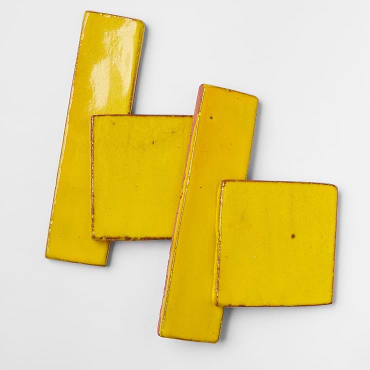 Emery Yellow 2x8 Handmade Crackled Glossy Terracotta Subway Tile