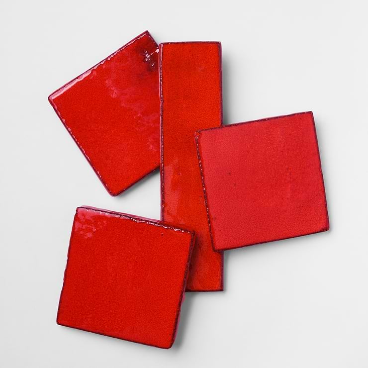Emery Selenium Red 4x8 Handmade Crackled Glossy Terracotta Subway Tile