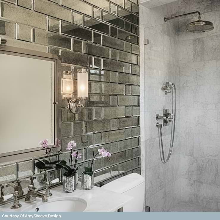Paris Gray Beveled 4x12 Antique Mirror Subway Wall Tile