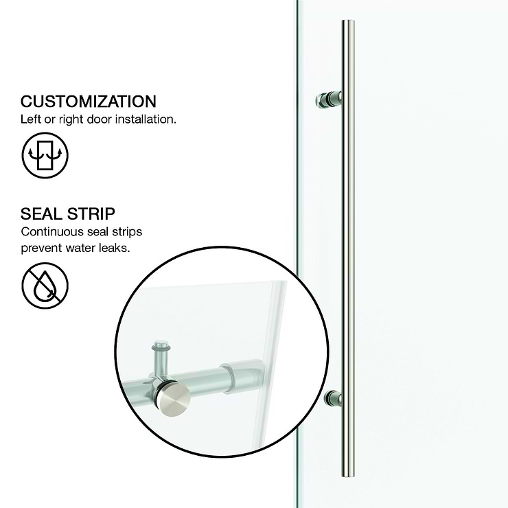 Volare 72x76 Reversible Sliding Shower Door with Clear Glass in Stainless Steel