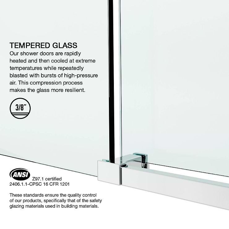 Volare 48x76 Reversible Sliding Shower Door with Clear Glass in Chrome