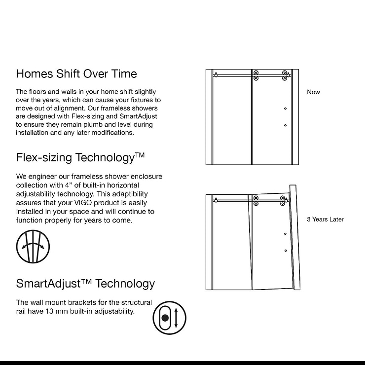 Volare 48x76 Reversible Sliding Shower Door with Clear Glass in Matte Black