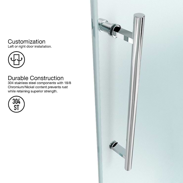 Gemello 60x66 Reversible Sliding Bathtub Door with Clear Glass in Chrome