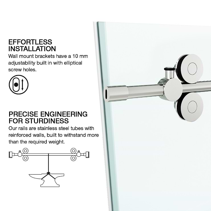 Gemello 60x66 Reversible Sliding Bathtub Door with Clear Glass in Stainless Steel