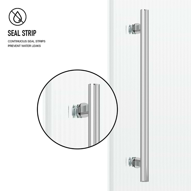 Gemello 60x66 Right Sliding Bathtub Door with Fluted Glass in Stainless Steel