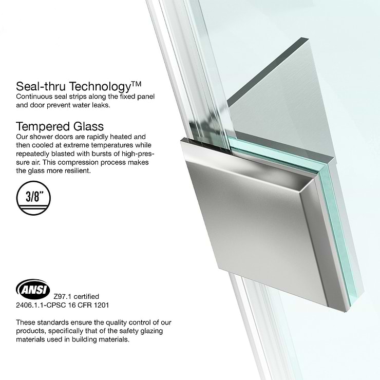 Cinto 32x32x74 Reversible Hinged Enclosure Shower Door with Clear Glass in Brushed Nickel  