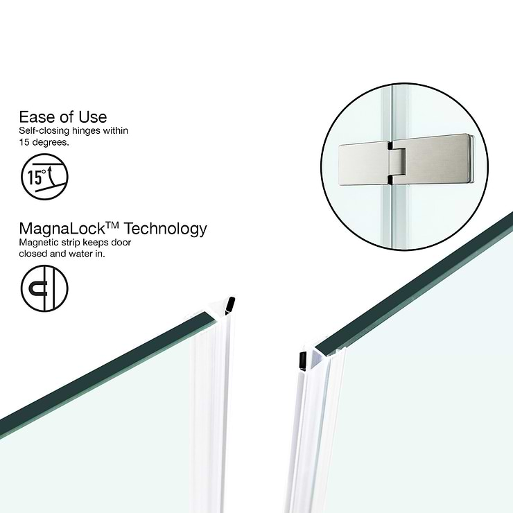 Cinto 32x32x74 Reversible Hinged Enclosure Shower Door with Clear Glass in Brushed Nickel  