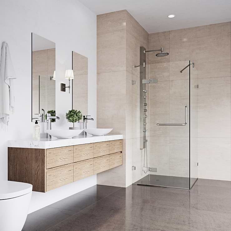 Cinto 32x32x74 Reversible Hinged Enclosure Shower Door with Clear Glass in Brushed Nickel  