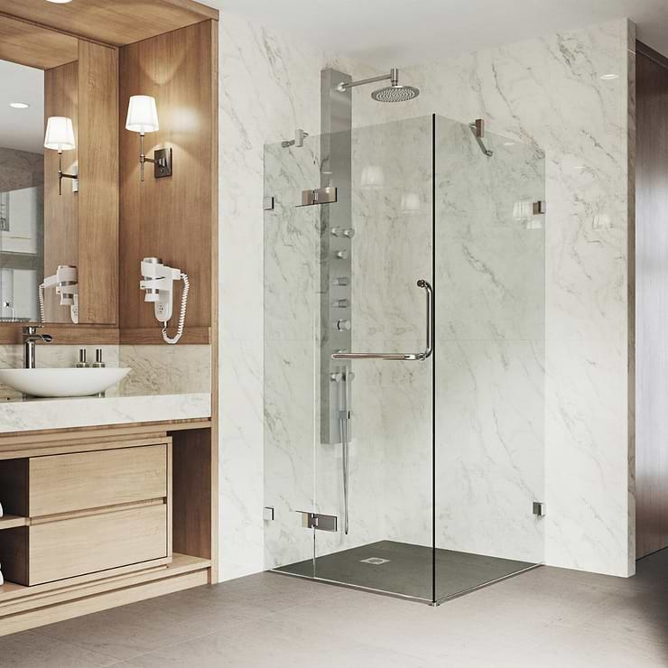 Cinto 32x32x74 Reversible Hinged Enclosure Shower Door with Clear Glass in Chrome 