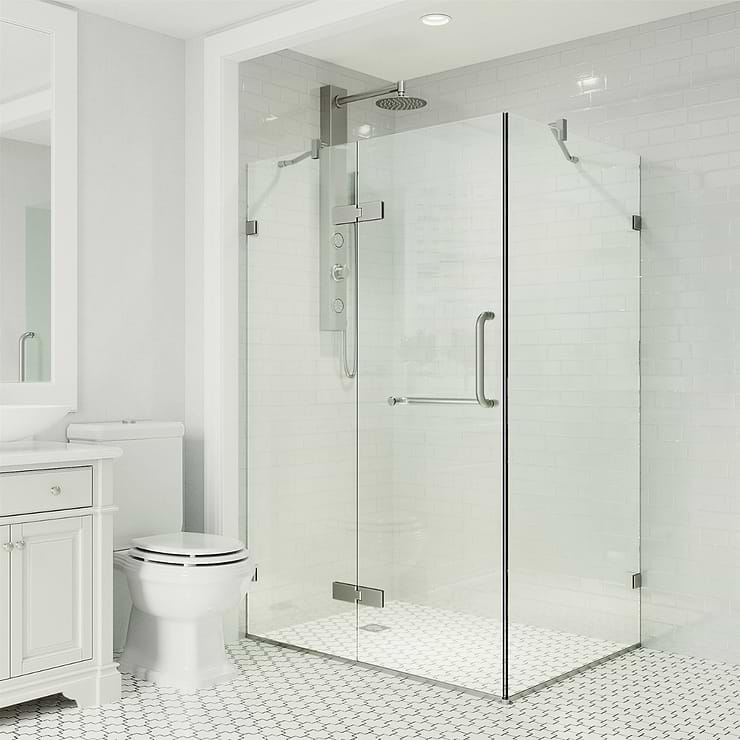 Cinto 36x48x74 Reversible Hinged Enclosure Shower Door with Clear Glass in Brushed Nickel