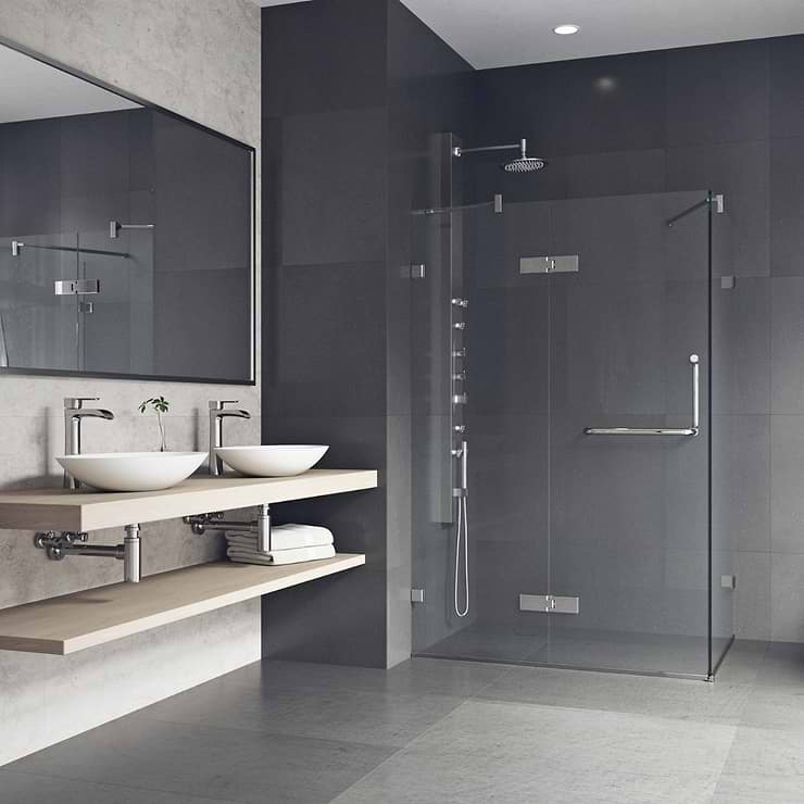 Cinto 36x48x74 Reversible Hinged Enclosure Shower Door with Clear Glass in Brushed Nickel