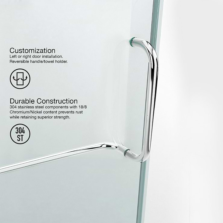 Cinto 36x48x74 Reversible Hinged Enclosure Shower Door with Clear Glass in Chrome 