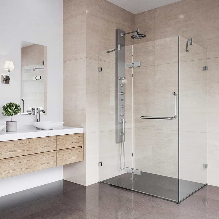 Cinto 36x48x74 Reversible Hinged Enclosure Shower Door with Clear Glass in Chrome 