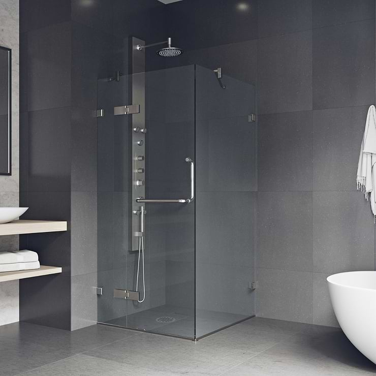 Cinto 36x36x74 Reversible Hinged Enclosure Shower Door with Clear Glass in Brushed Nickel