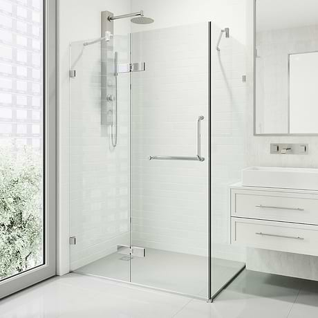 Cinto 32x40x74 Reversible Hinged Enclosure Shower Door with Clear Glass in Chrome