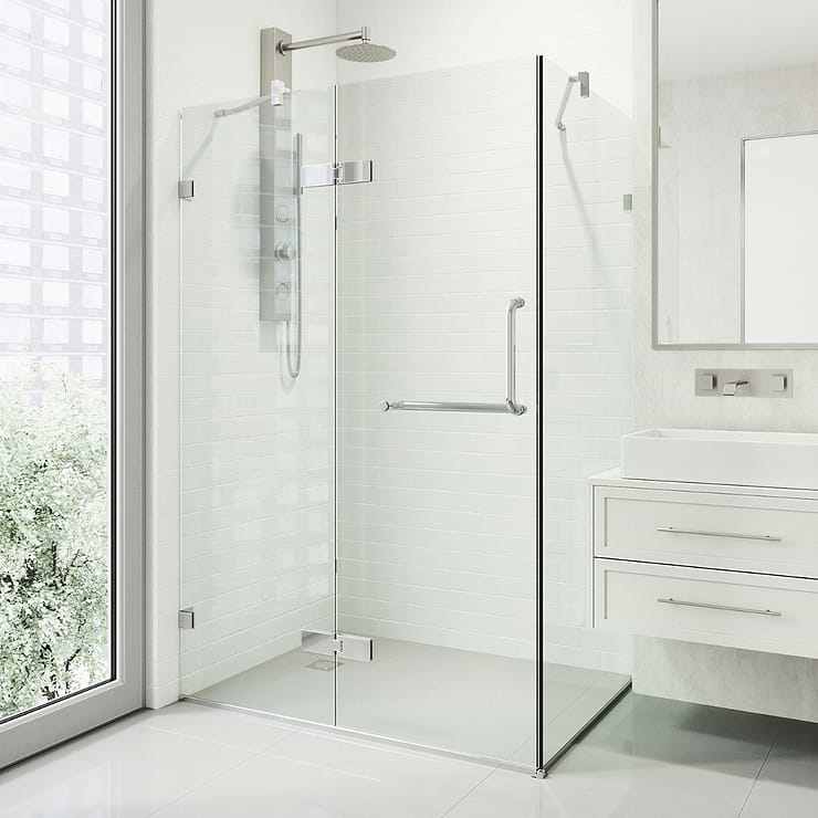 Cinto 32x40x74 Reversible Hinged Enclosure Shower Door with Clear Glass in Brushed Nickel