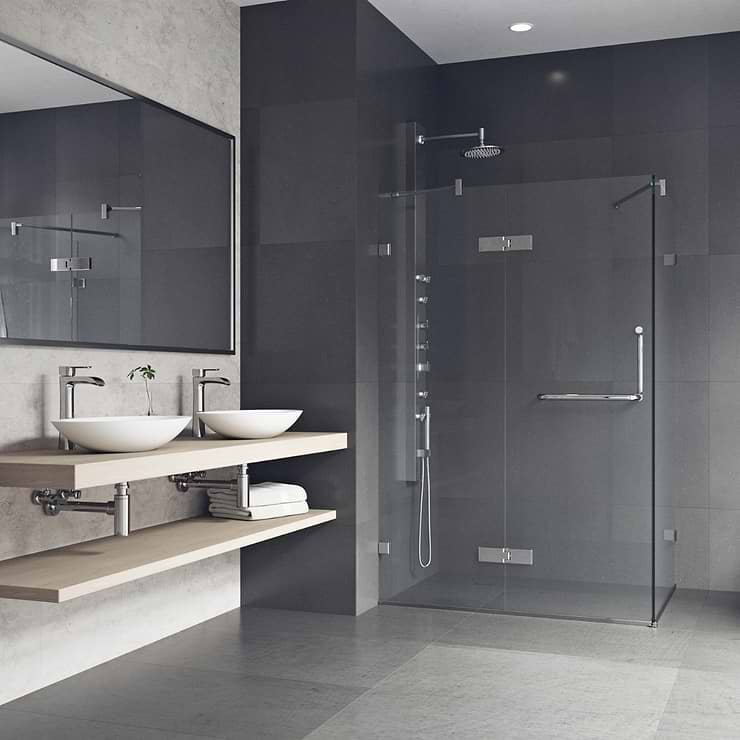 Cinto 32x48x74 Reversible Hinged Enclosure Shower Door with Clear Glass in Chrome