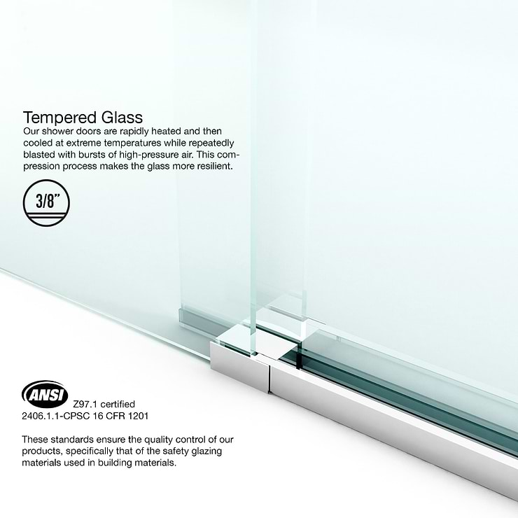 Legato 36x48x74 Reversible Sliding Enclosure Shower Door with Clear Glass in Chrome