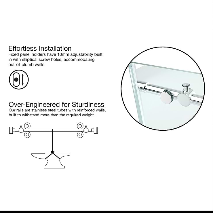 Legato 36x48x74 Reversible Sliding Enclosure Shower Door with Clear Glass in Chrome