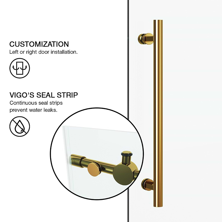 Legato 36x48x74 Reversible Sliding Enclosure Shower Door with Clear Glass in Brushed Gold