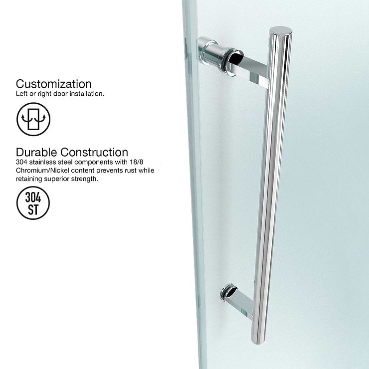 Legato 36x60x74 Reversible Sliding Enclosure Shower Door with Clear Glass in Chrome