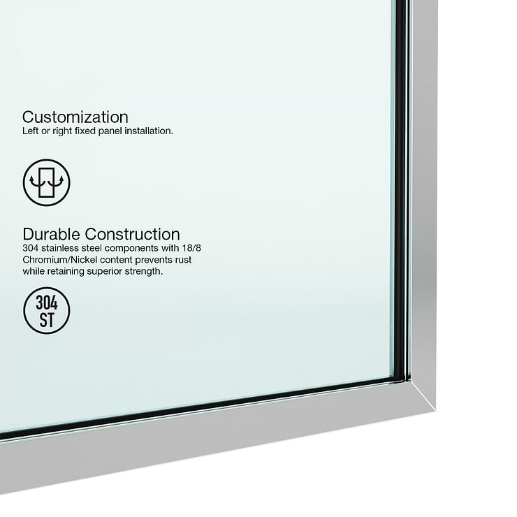 Nuvo 34x74 Reversible Screen Shower Door with Clear Glass in Chrome