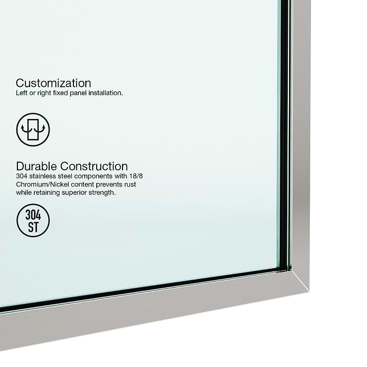 Nuvo 34x74 Reversible Screen Shower Door with Clear Glass in Stainless Steel