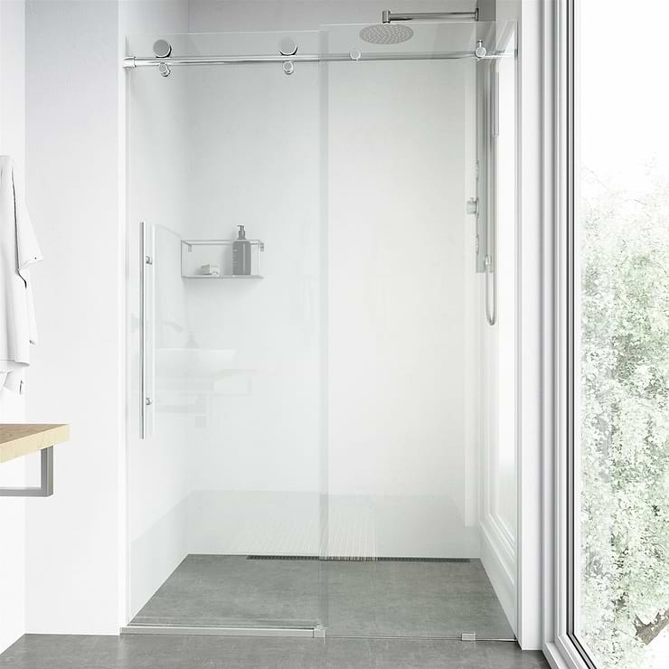 Volare 60x76 Reversible Sliding Shower Door with Clear Glass in Chrome