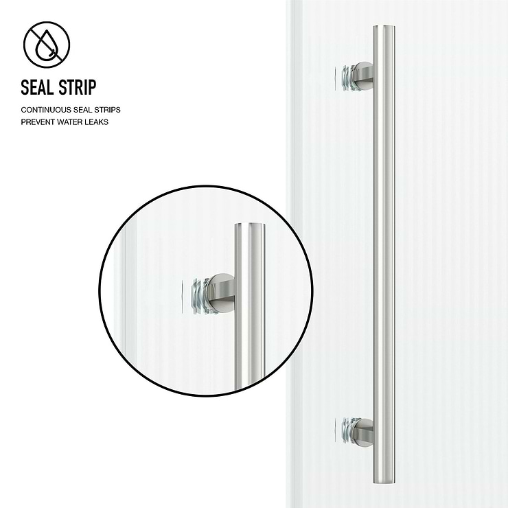 Gemello 60x74 Left Sliding Shower Door with Fluted Glass in Chrome