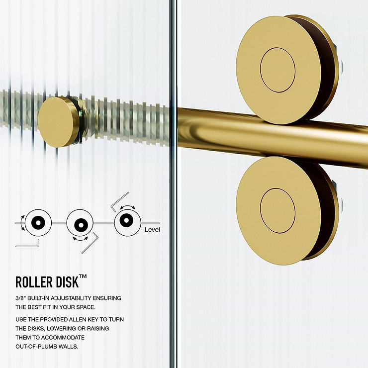 Gemello 60x74 Left Sliding Shower Door with Fluted Glass in Brushed Gold