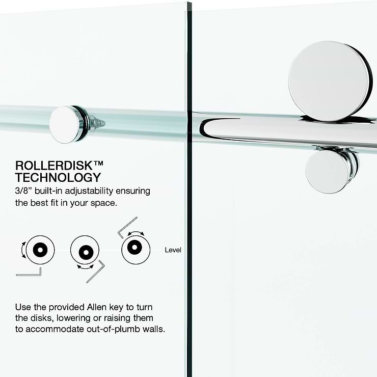 Volare 72x76 Reversible Sliding Shower Door with Clear Glass in Chrome