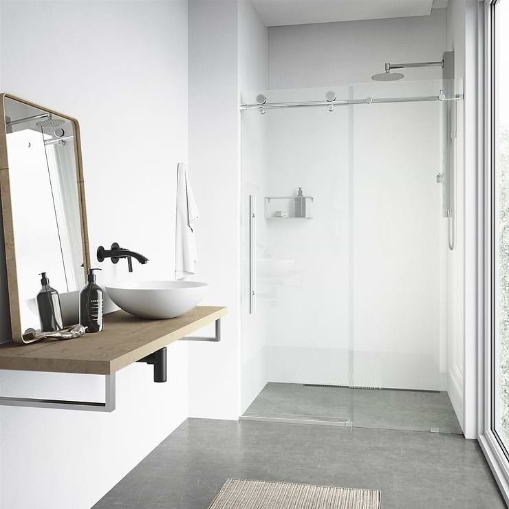 Volare 72x76 Reversible Sliding Shower Door with Clear Glass in Chrome