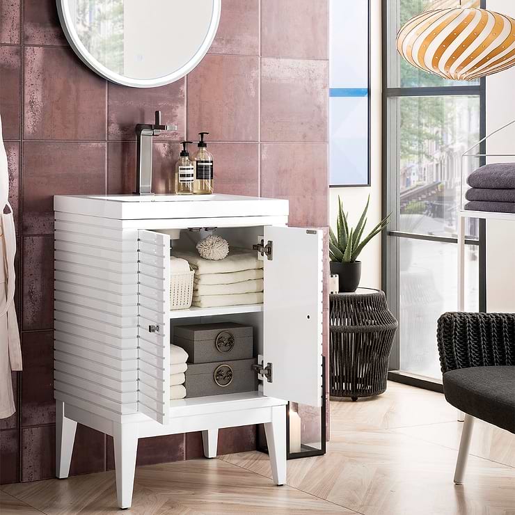James Martin Vanities Linden 24" Glossy White Vanity And Counter