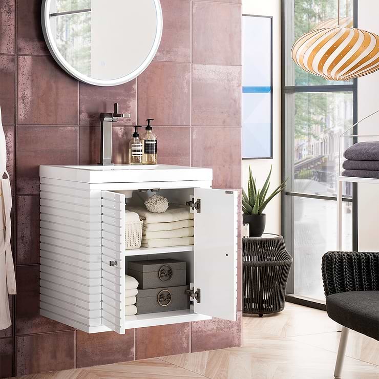 James Martin Vanities Linden 24" Glossy White Vanity And Counter