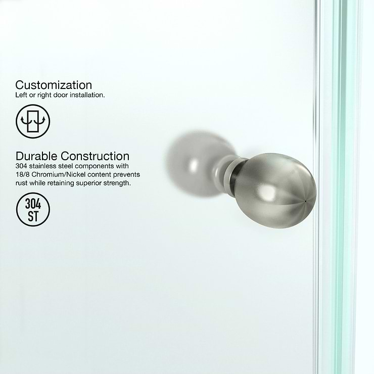 Angelo 36x36x74 Reversible Hinged Enclosure Shower Door with Clear Glass in Brushed Nickel