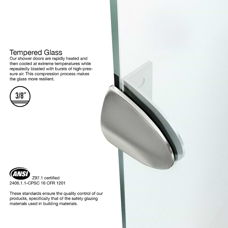 Angelo 36x36x74 Reversible Hinged Enclosure Shower Door with Clear Glass in Brushed Nickel