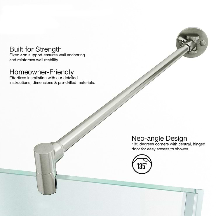 Angelo 36x36x74 Reversible Hinged Enclosure Shower Door with Clear Glass in Brushed Nickel