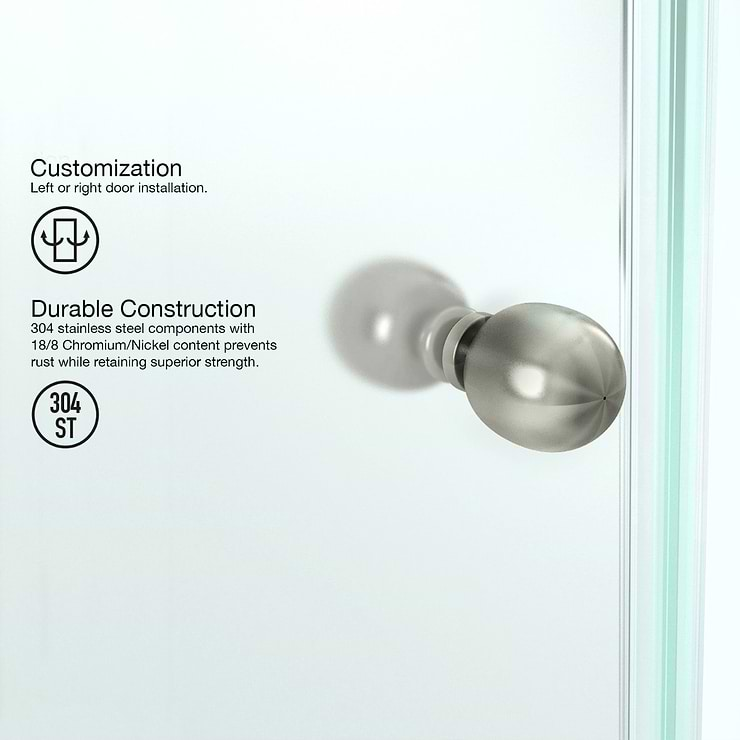 Angelo 40x40x74 Reversible Hinged Enclosure Shower Door with Clear Glass in Brushed Nickel