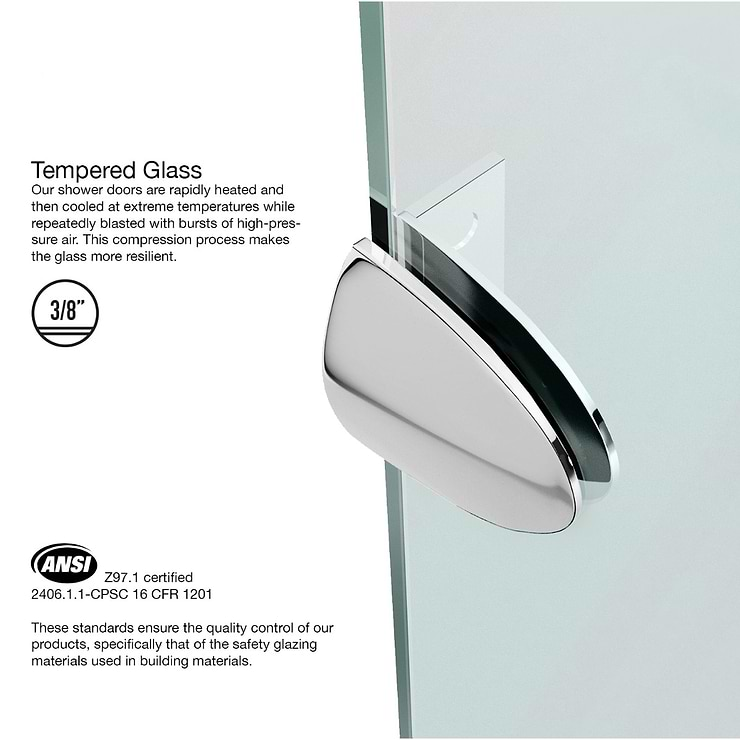 Angelo 36x36x74 Reversible Hinged Enclosure Shower Door with Clear Glass in Chrome