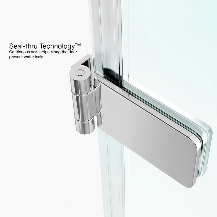 Straya 34x58 Reversible Hinged Screen Bathtub Door with Clear Glass in Chrome