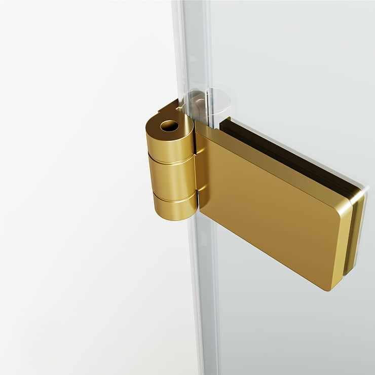 Straya 34x58 Reversible Hinged Screen Bathtub Door with Clear Glass in Brushed Gold