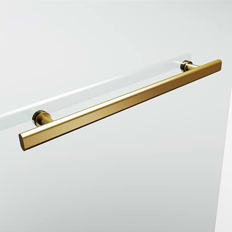 Straya 34x58 Reversible Hinged Screen Bathtub Door with Clear Glass in Brushed Gold