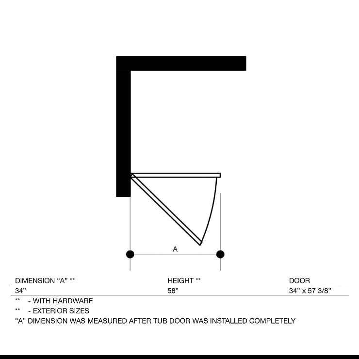 Straya 34x58 Reversible Hinged Screen Bathtub Door with Clear Glass in Stainless Steel